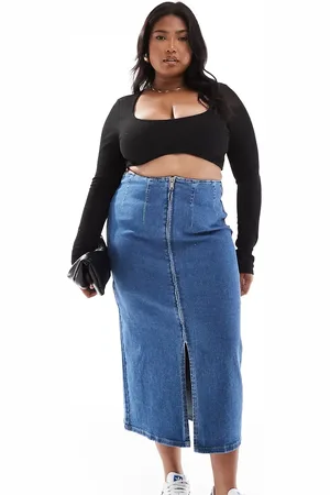 VERO MODA Denim pencil skirt in medium blue wash