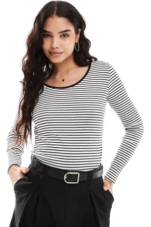 VERO MODA Reversible long sleeve t-shirt in white and black stripe