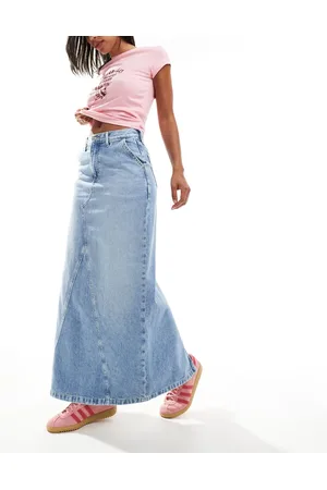 Tommy Hilfiger Claire denim maxi skirt in light wash-Blue