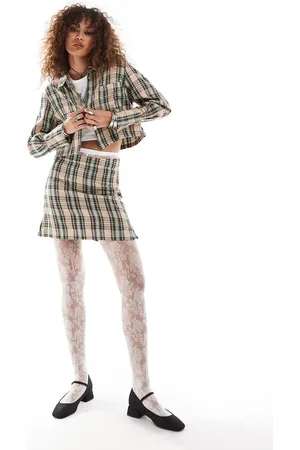 Something New Tailored mini skirt in navy and beige check (part of a set)