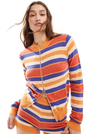 Daisy Street Zip up ombre stripe knit jumper (part of a set)