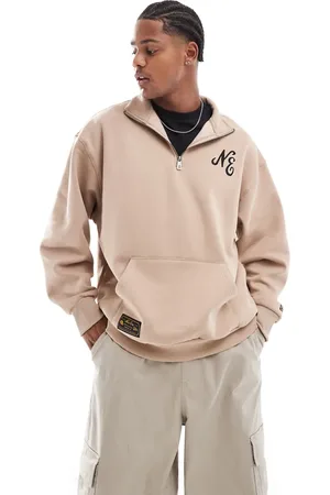 New Era Logo quarter zip sweatshirt in -Neutral