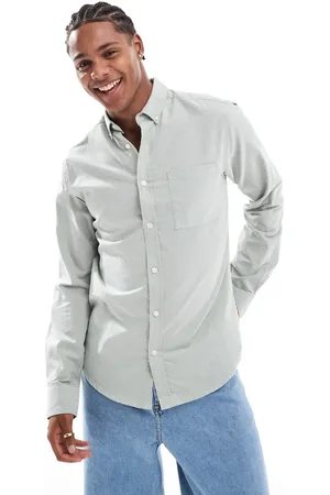 Only & Sons Slim fit button down oxford shirt in green