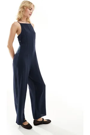 Monki Wide leg jumpsuit with square neck in