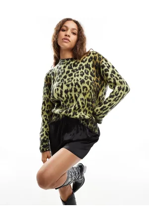 AllSaints Lex jumper in leopard print-Yellow