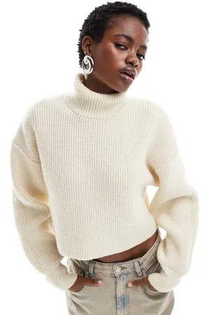 Monki Cropped high neck jumper in -Neutral