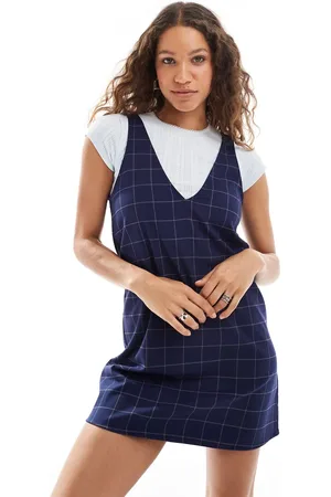 Monki Pinafore mini dress in pinstripe