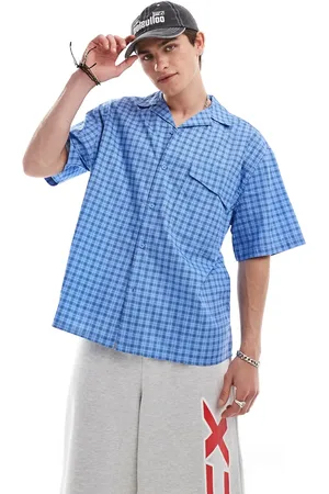 COLLUSION Oversized poplin revere short sleeve shirt in