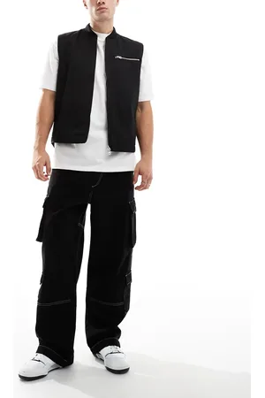 Bershka Contrast stitch cargo pants in