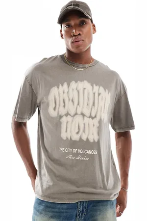 ADPT. Oversized t-shirt with gothic chest print in wash