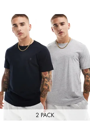 French Connection French Connection 2 pack short sleeve t-shirt in navy and grey-Multi