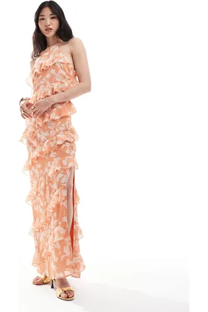 Pretty Lavish Halterneck ruffle maxi dress in -Multi