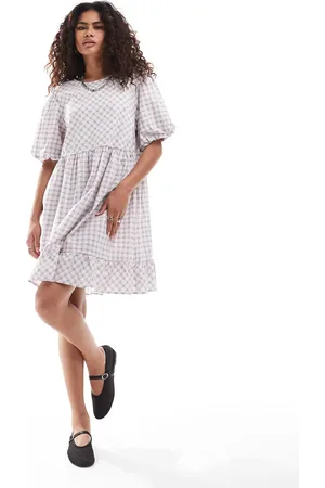 Monki Short sleeve smock mini dress in