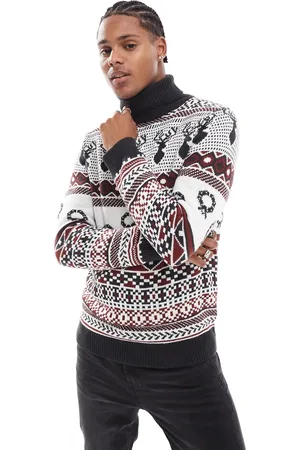 Brave Soul Christmas roll neck jumper in