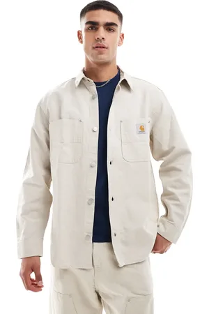Carhartt Walter double pocket denim overshirt in ecru (part of a set)-White