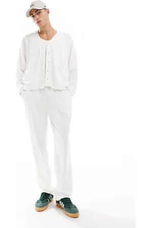 ASOS Straight leg trackies in texture in off white