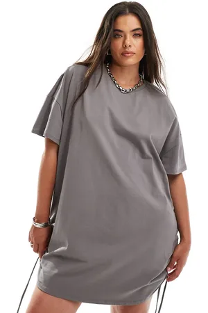In The Style Exclusive ruched tie side oversized mini t-shirt dress in -Black
