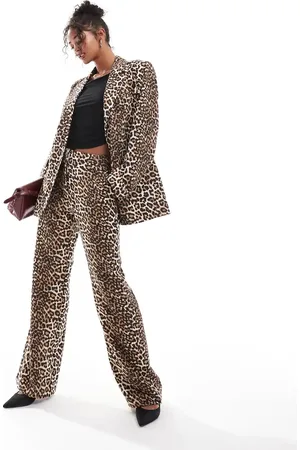 Y.A.S High waisted flare pants in leopard print (part of a set)-Multi