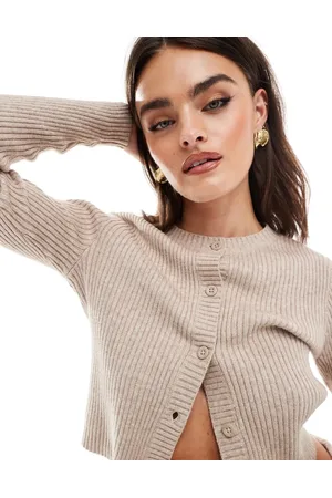 ONLY Structured ribbed knitted cardigan in -Neutral