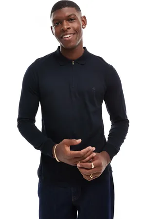 French Connection French Connection zip polo shirt in navy