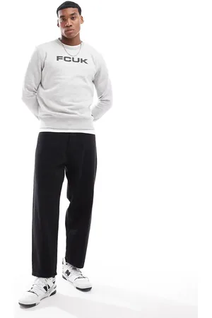 French Connection FCUK chest logo crew sweatshirt in light grey melange