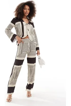 Object Plisse wide leg pants in abstract print (part of a set)