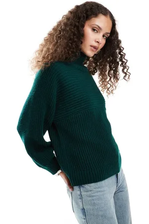 Monki Libby high neck knitted rib jumper in