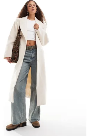 Lioness Formal wool look maxi coat in -White