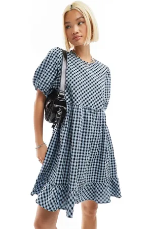 Monki Short sleeve smock mini dress in