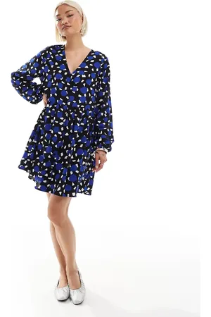Monki Long sleeve mini dress in multi print