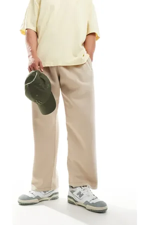 ADPT. Oversized wide fit trackies in washed beige-Neutral