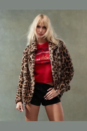 Lioness Exclusive faux fur coat in print-Multi