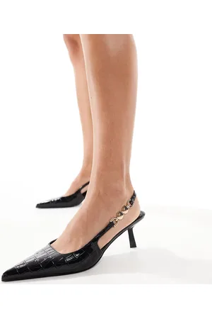 Raid Ankana slingback kitten heeled shoes in croc patent