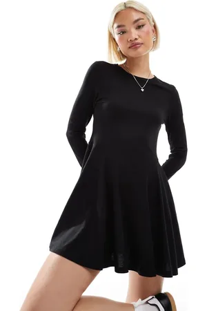 Monki Long sleeve mini skater dress in