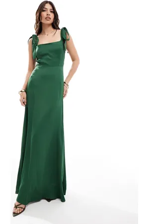 Maids to Measure Bridesmaid tie shoulder maxi dress in -Green