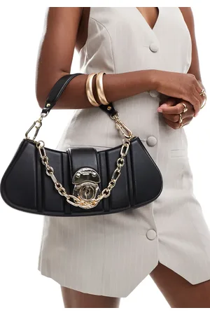Steve Madden Btwyla crescent shoulder bag with chain detail and lock clasp in