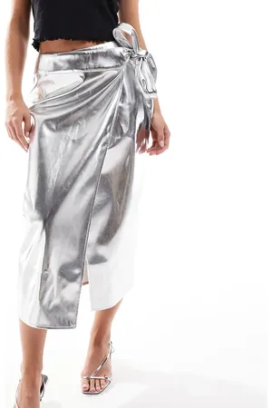 Never Fully Dressed Petite Jaspre PU midi skirt in