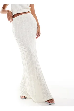 Y.A.S Cable knit maxi skirt in cream (part of a set)-White