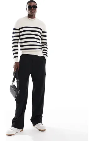 Tommy Hilfiger Essential jumper in off white and navy-Multi