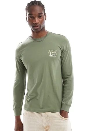 Lee Union Alls workwear logo back print long sve t-shirt in green