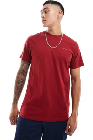 Tommy Hilfiger Small chest logo t-shirt in burgundy-Red