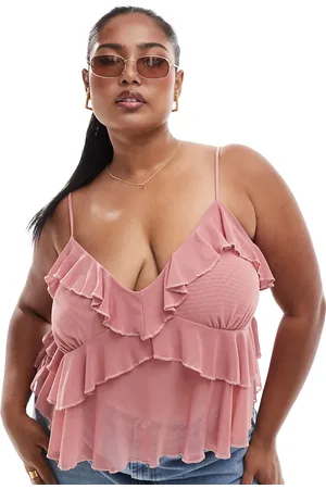 ASOS ASOS DESIGN Curve mesh cami top with ruffles in