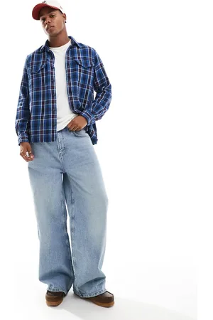 Ralph Lauren Check flannel classic oversized fit shirt in blue/navy