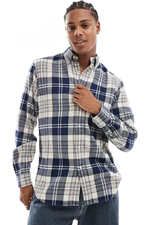 Ralph Lauren Icon logo check brushed flannel shirt in /navy-White
