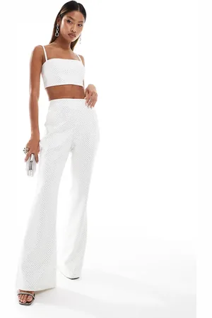 Lavish Alice Crystal embellished fit and flare pants in