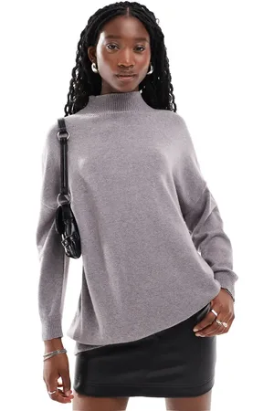 Glamorous High neck oversized slouch jumper in knit-Grey