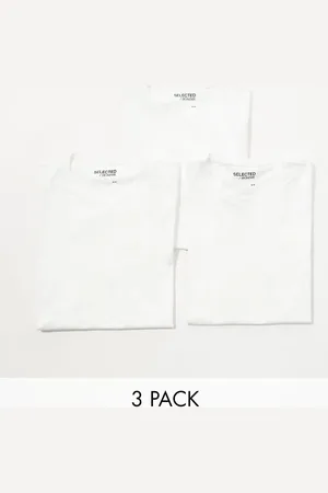 SELECTED 3 pack t-shirts in white