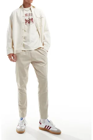 Brave Soul Elasticated waist chino pants in stone