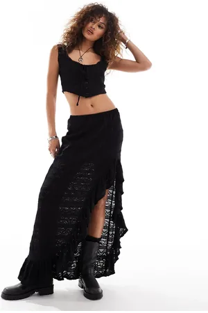 Bailey Rose Asymmetric hem maxi skirt in texture (part of a set)