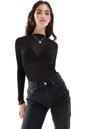 VERO MODA Fine jersey long sleeve lettuce edge top in